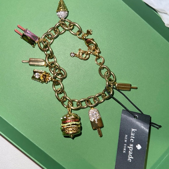 Kate Spade Gold Charm Bracelet Fast Food Collection NWT - Picture 1 of 7